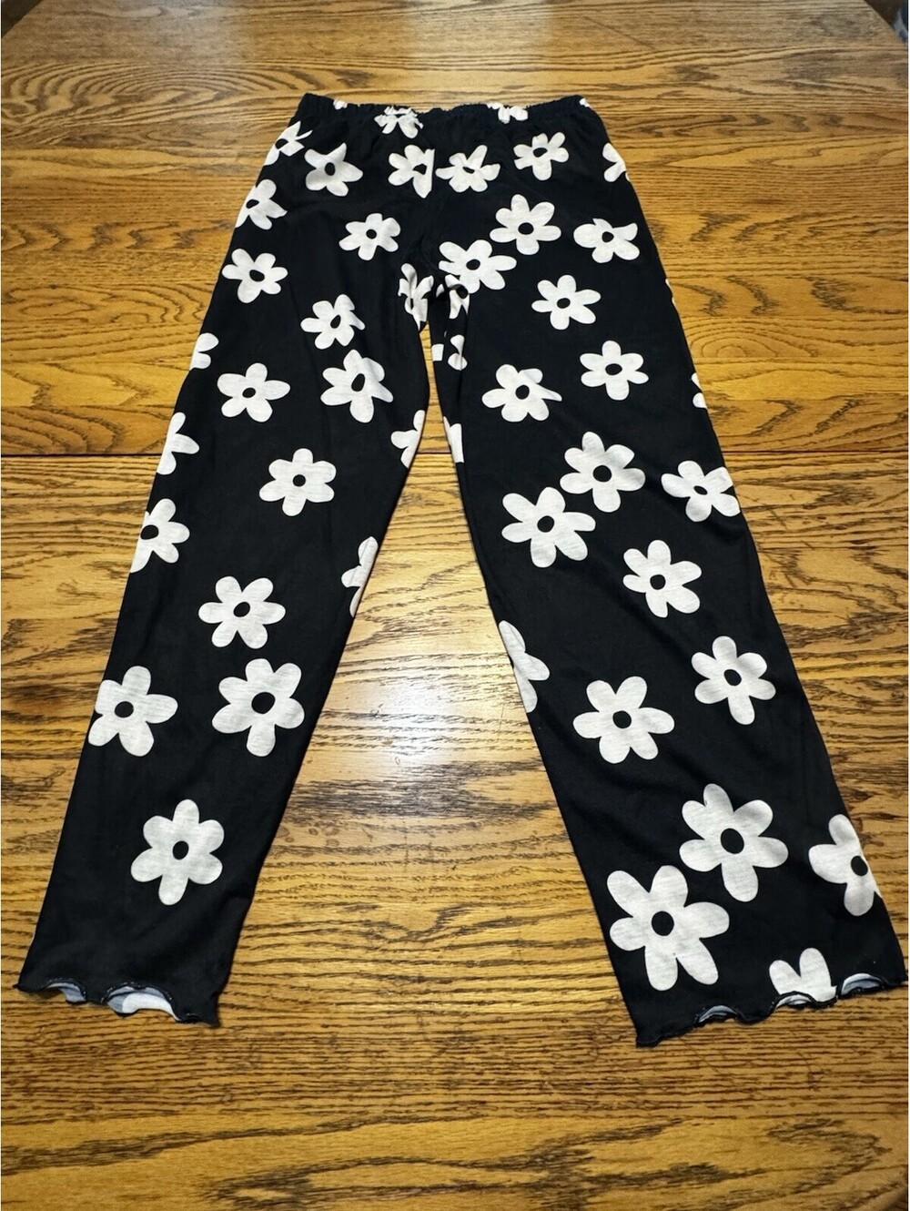 NWT Cat & Jack Girls XL 14 Pajama Pants Black White Daisy Floral Sleepwear